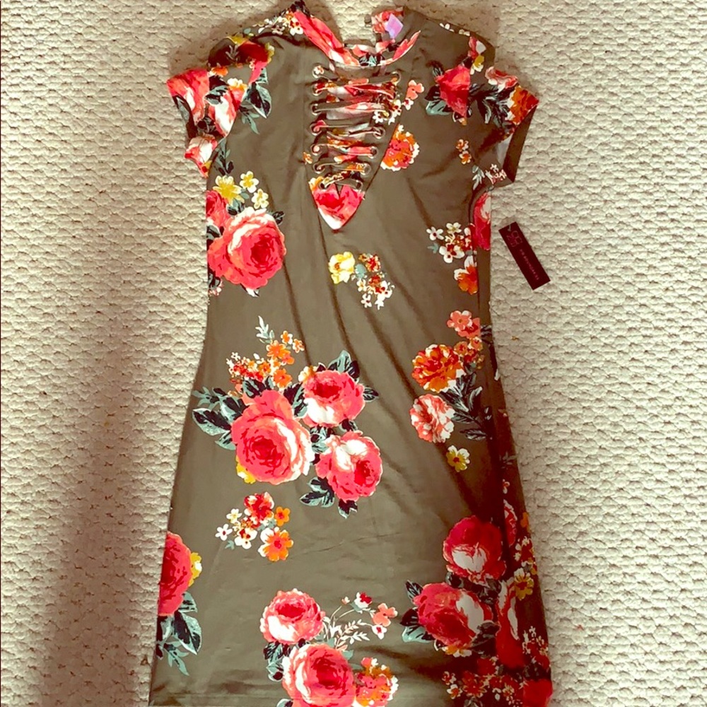 Green, floral summer dress